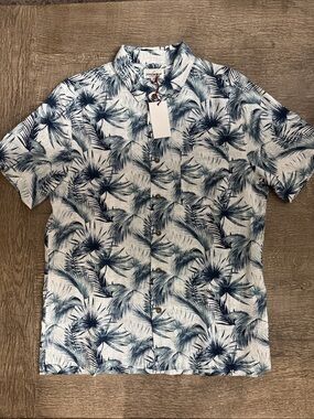Jeremiah Men's Navy Palm-Print Short Sleeve Button-Down Shirt
